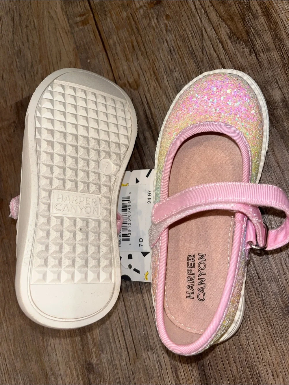 Harper Canyon Pink Glitter Mary Jane Shoes with Sparkle